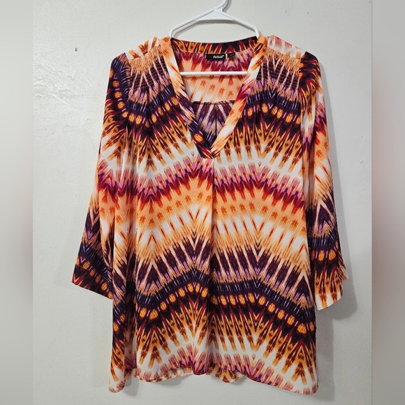 A.n.a v-neck multicolor blouse! 100% polyester - Picture 1 of 5